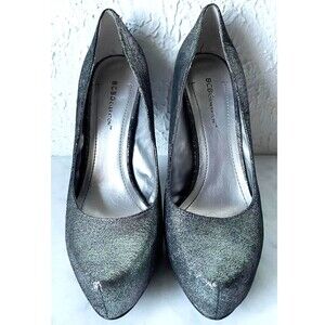 BCBG Generation Platform Heels Size 8.5 Sparkly Gold Black Iridescent Pumps